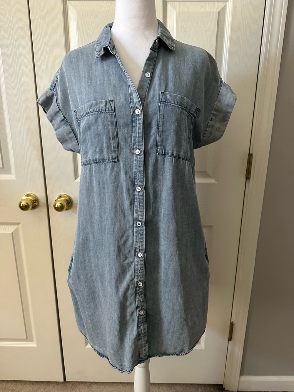 Velvet Heart 100% Tercel Shirt Dress - Light Blue , botton-up, Medium
